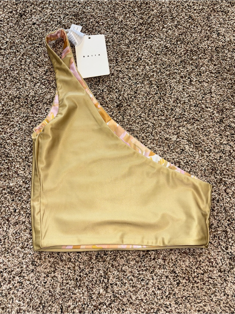 BAIIA NWT One-Shoulder Floral Bikini Top in Reversible Bermuda  Print Swim top 6 - Picture 5 of 5